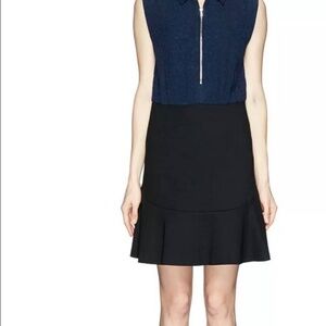 Sandro Textured Navy Dress with Zipper